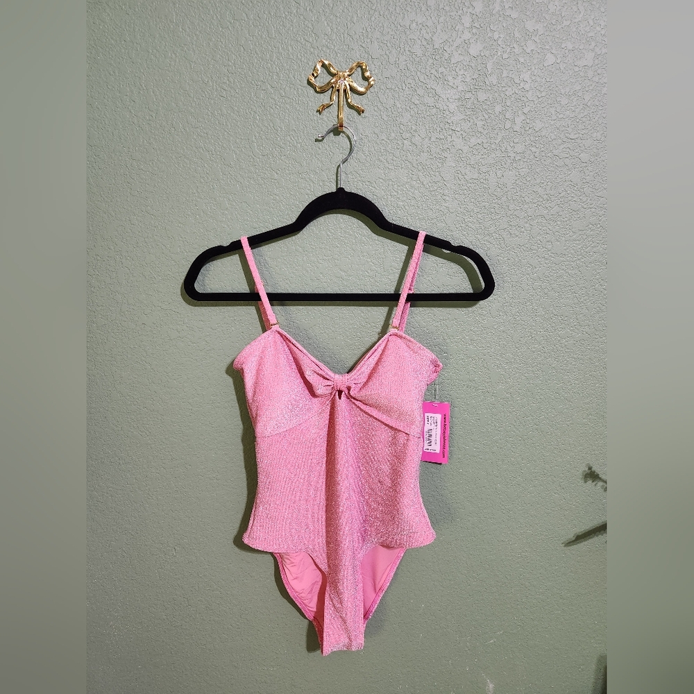Betsey Johnson Womens Sachet Pink One Piece Swimsuit NWT Size S